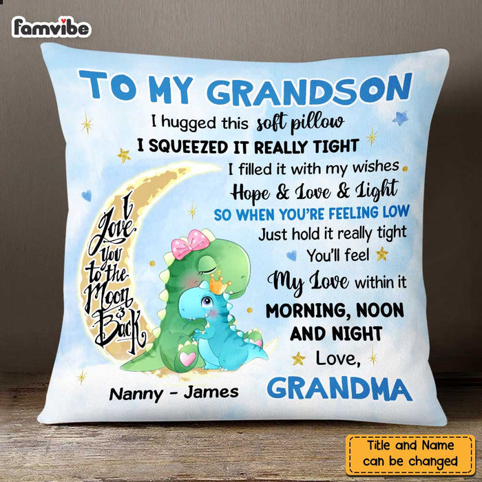 Personalized Grandson Dinorsaur Hug This Pillow SB154 85O47 1