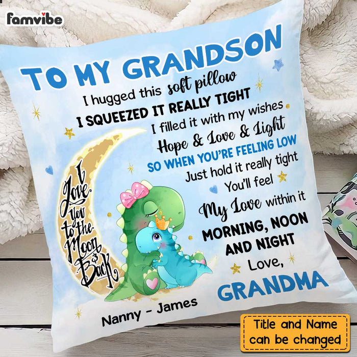 Personalized Grandson Dinorsaur Hug This Pillow SB154 85O47 1
