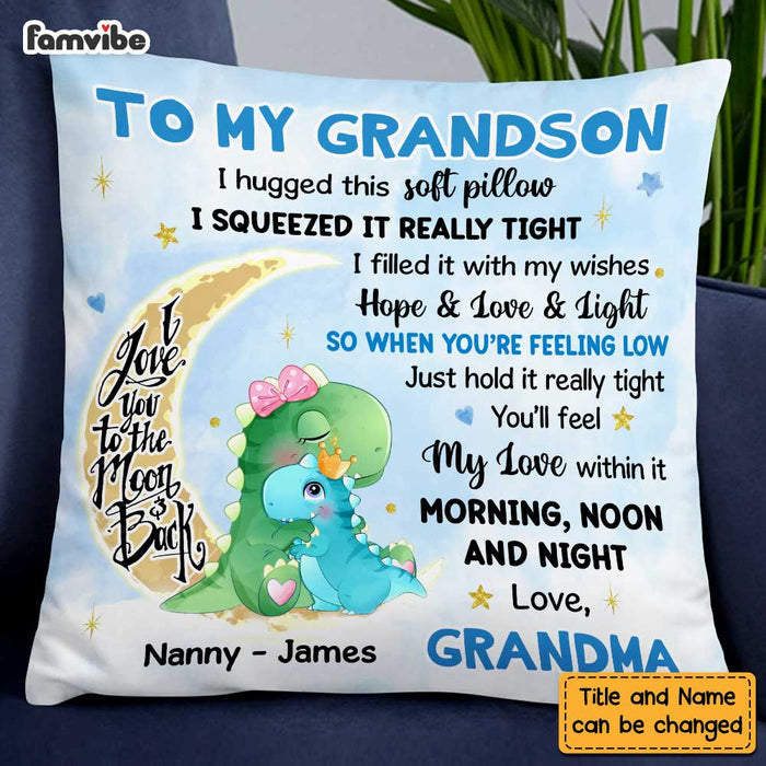 Personalized Grandson Dinorsaur Hug This Pillow SB154 85O47 1