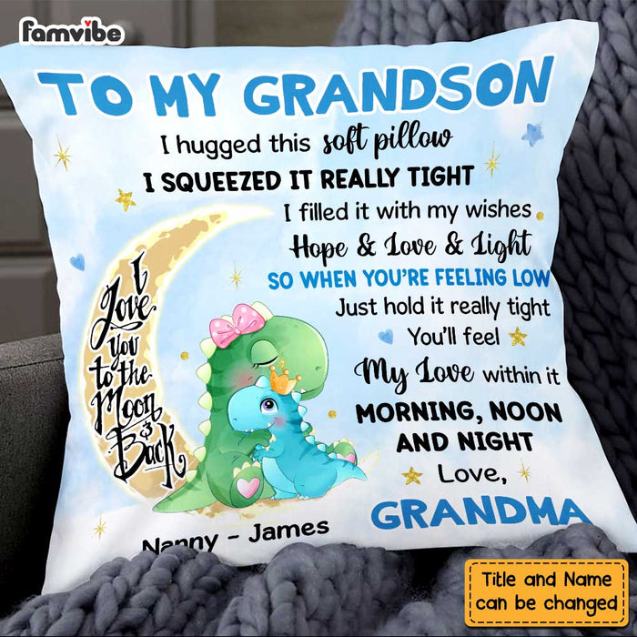 Personalized Grandson Dinorsaur Hug This Pillow SB154 85O47 1