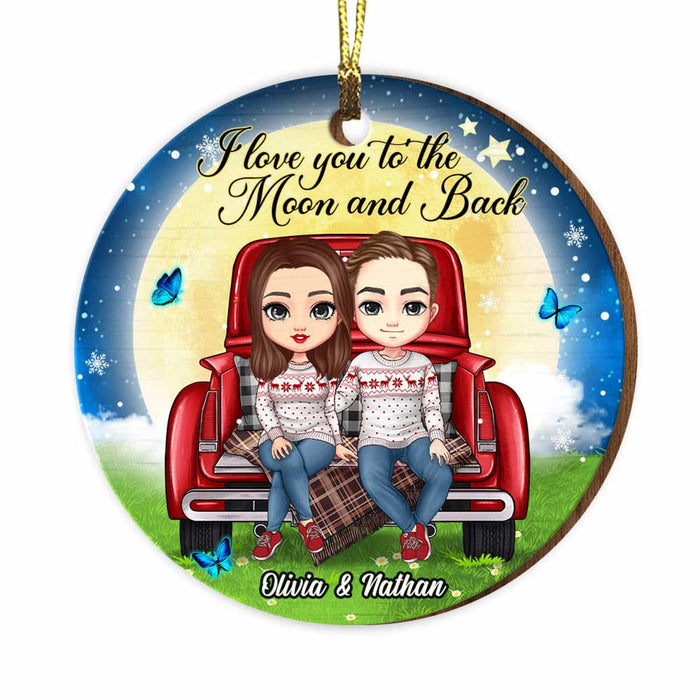 Personalized I Love You To The Moon And Back Couple Circle Ornament SB172 58O34 1
