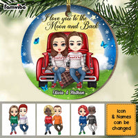 Personalized I Love You To The Moon And Back Couple Circle Ornament SB172 58O34 thumb 1