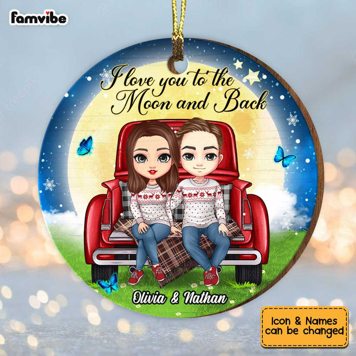 Personalized I Love You To The Moon And Back Couple Circle Ornament SB172 58O34 1