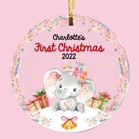 Personalized Baby First Christmas Elephant Circle Ornament SB242 85O53 thumb 1
