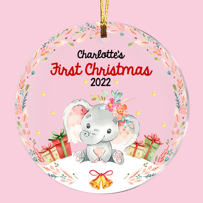 Personalized Baby First Christmas Elephant Circle Ornament SB242 85O53 1