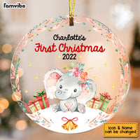 Personalized Baby First Christmas Elephant Circle Ornament SB242 85O53 thumb 1