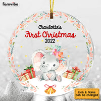 Personalized Baby First Christmas Elephant Circle Ornament SB242 85O53 thumb 1