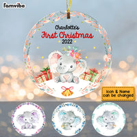 Personalized Baby First Christmas Elephant Circle Ornament SB242 85O53 thumb 1