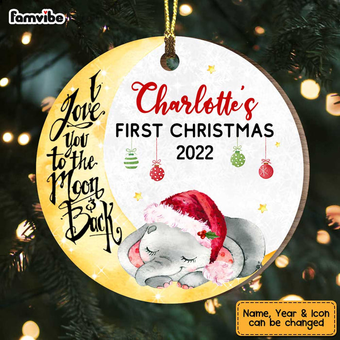 Personalized Elephant First Christmas Circle Ornament SB211 32O47 1