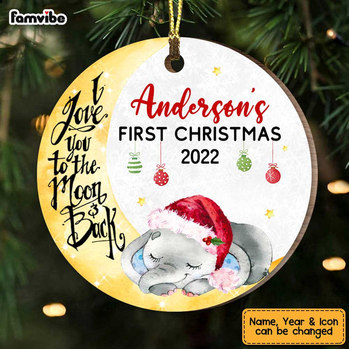 Personalized Elephant First Christmas Circle Ornament SB211 32O47 1