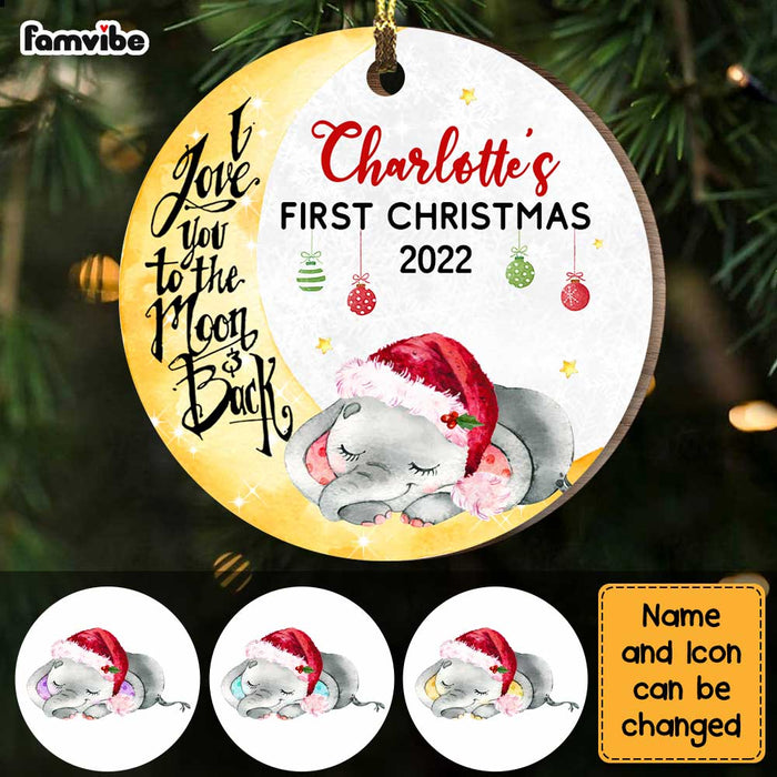 Personalized Elephant First Christmas Circle Ornament SB211 32O47 1