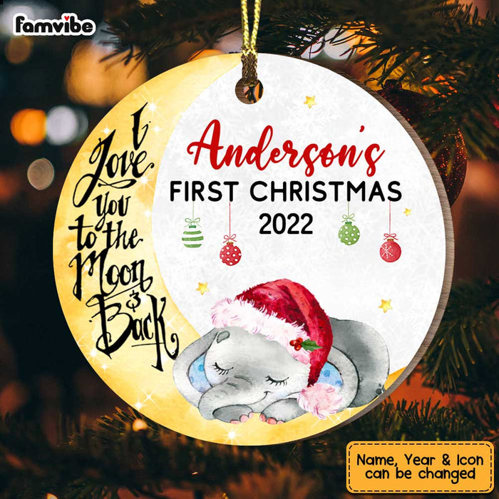 Personalized Elephant First Christmas Circle Ornament SB211 32O47 1