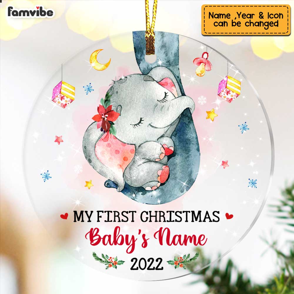 Personalized Baby First Christmas 2022 Circle Ornament SB221 32O47 Primary Mockup