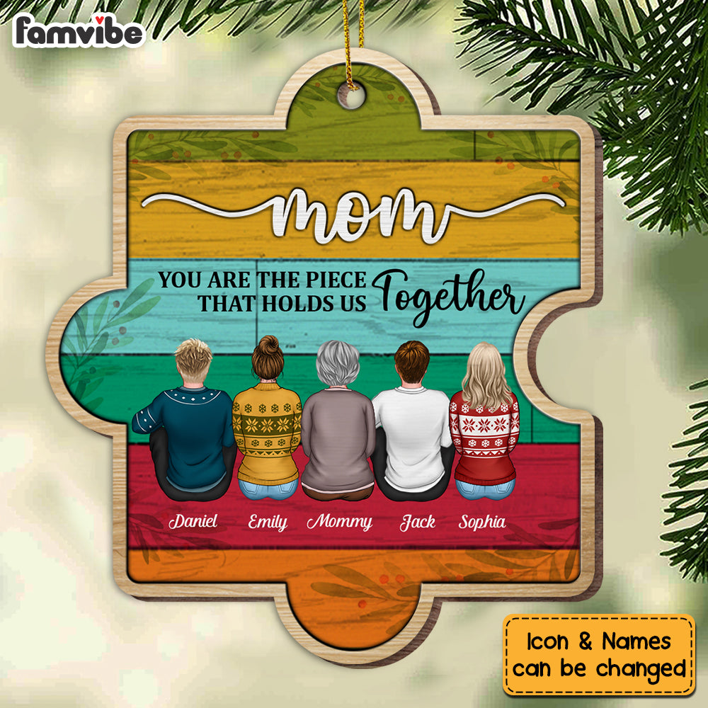 Personalized Christmas Mom Holds Us Together Puzzle Ornament SB211 23O53 Primary Mockup