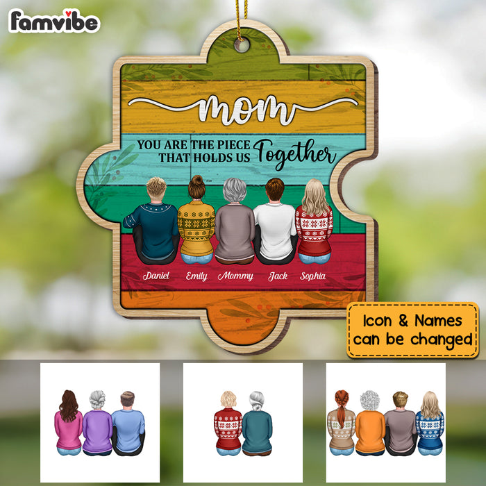 Personalized Christmas Mom Holds Us Together Puzzle Ornament SB211 23O53 1