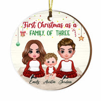 Personalized First Christmas As Family Of Three Circle Ornament SB212 23O34 thumb 1