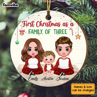 Personalized First Christmas As Family Of Three Circle Ornament SB212 23O34 thumb 1