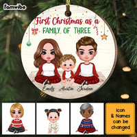 Personalized First Christmas As Family Of Three Circle Ornament SB212 23O34 thumb 1