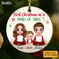 Personalized First Christmas As Family Of Three Circle Ornament SB212 23O34 thumb 1