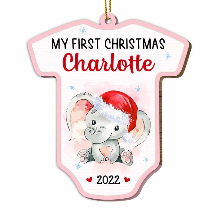 Personalized Baby First Christmas Elephant Onesie Ornament SB221 23O47 1