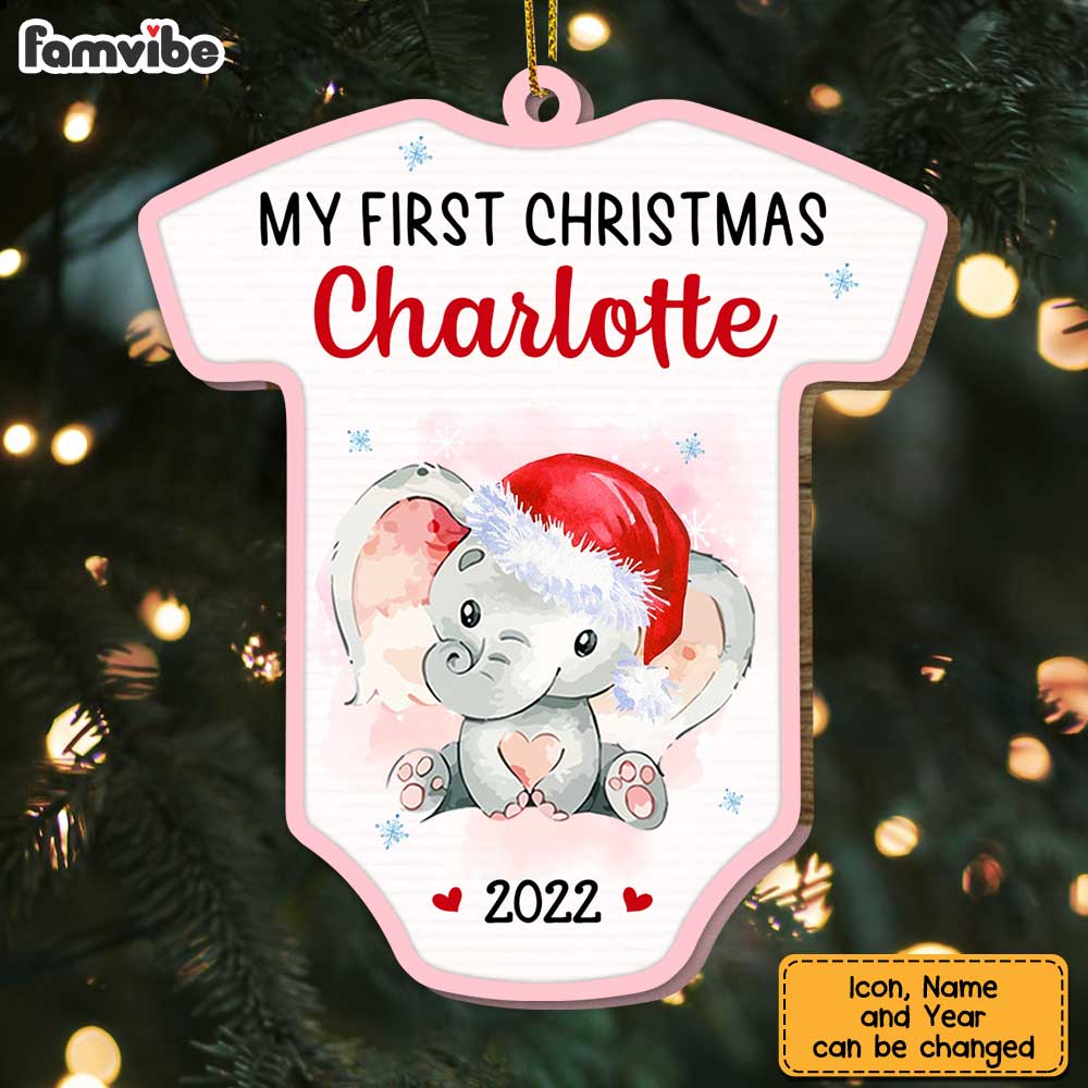 Personalized Baby First Christmas Elephant Onesie Ornament SB221 23O47 Primary Mockup