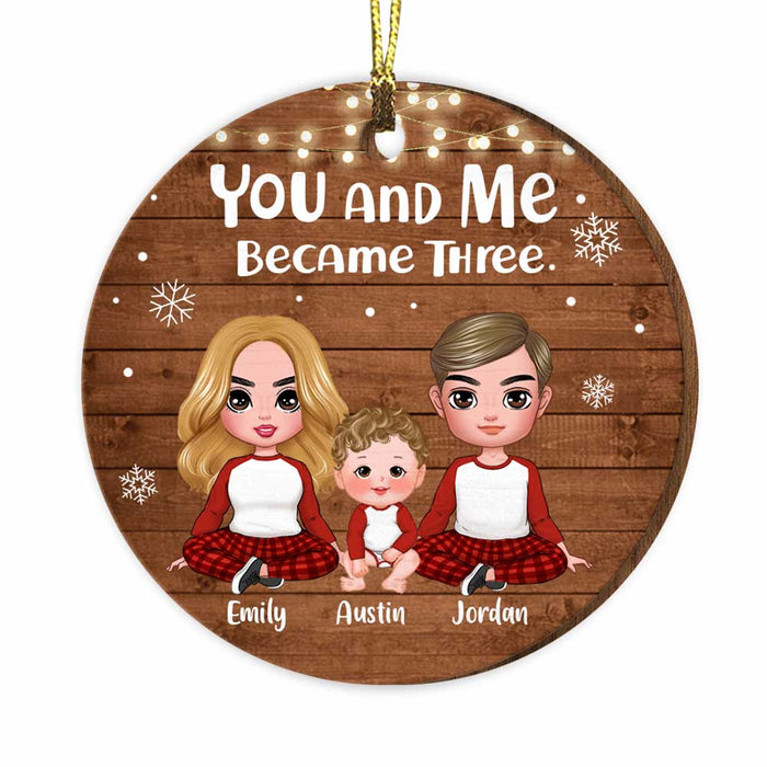 Personalized Christmas You And Me Became Three Circle Ornament SB225 23O34 1