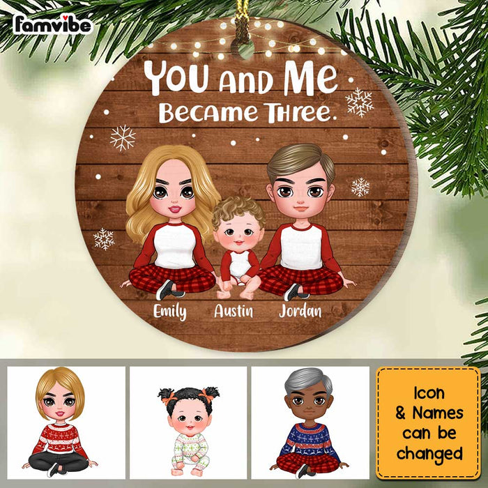 Personalized Christmas You And Me Became Three Circle Ornament SB225 23O34 1