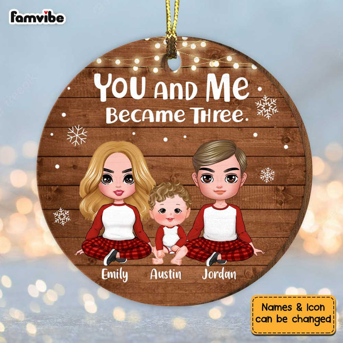Personalized Christmas You And Me Became Three Circle Ornament SB225 23O34 1