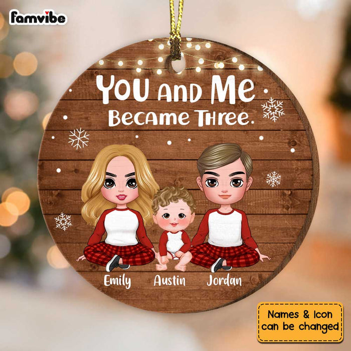 Personalized Christmas You And Me Became Three Circle Ornament SB225 23O34 1
