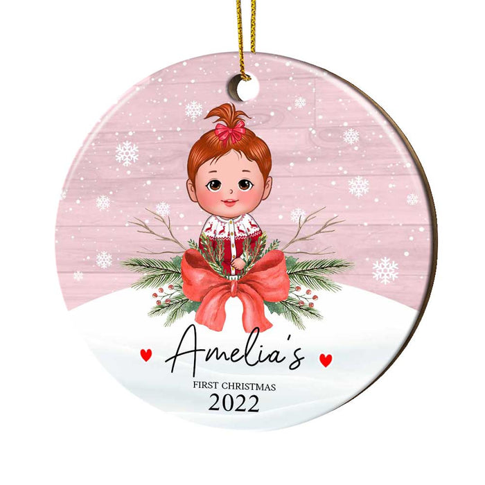 Personalized My First Christmas Baby Boy Girl Circle Ornament SB231 58O67 1