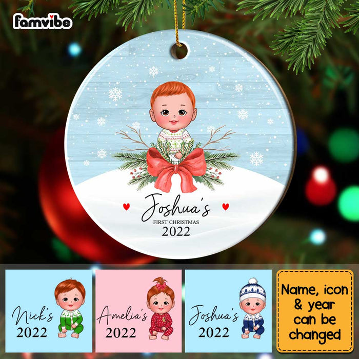 Personalized My First Christmas Baby Boy Girl Circle Ornament SB231 58O67 1