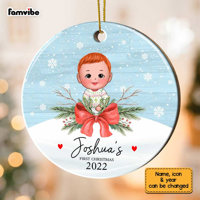Personalized My First Christmas Baby Boy Girl Circle Ornament SB231 58O67 1