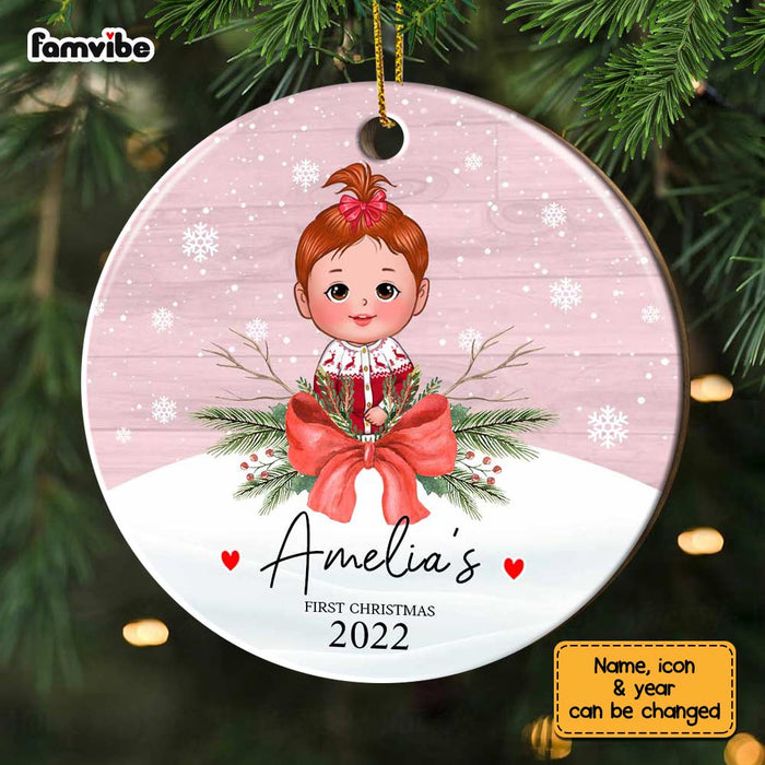 Personalized My First Christmas Baby Boy Girl Circle Ornament SB231 58O67 1