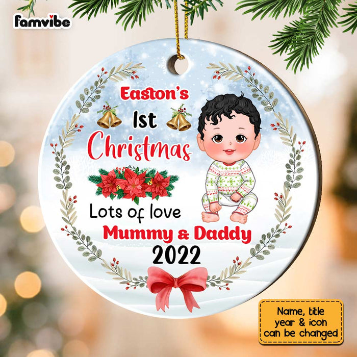 Personalized My First Christmas Baby Boy Girl Circle Ornament SB232 58O67 1