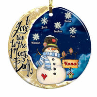 Personalized Grandma Snowman On The Moon Circle Ornament SB232 30O28 thumb 1