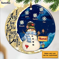 Personalized Grandma Snowman On The Moon Circle Ornament SB232 30O28 thumb 1