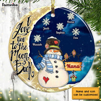 Personalized Grandma Snowman On The Moon Circle Ornament SB232 30O28 thumb 1