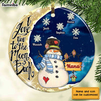 Personalized Grandma Snowman On The Moon Circle Ornament SB232 30O28 thumb 1