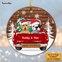 Personalized Merry Woofmas Red Truck Dog Christmas Circle Ornament SB283 58O34 thumb 1