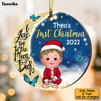 Personalized Baby's First Christmas Love To The Moon Circle Ornament SB243 30O53 thumb 1