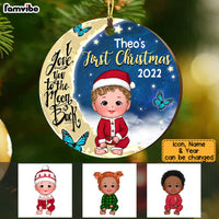 Personalized Baby's First Christmas Love To The Moon Circle Ornament SB243 30O53 thumb 1