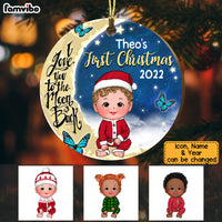 Personalized Baby's First Christmas Love To The Moon Circle Ornament SB243 30O53 thumb 1
