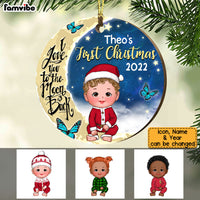 Personalized Baby's First Christmas Love To The Moon Circle Ornament SB243 30O53 thumb 1
