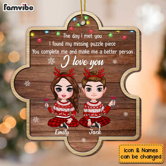 Personalized Couple The Day Christmas Puzzle Ornament SB244 23O34 1