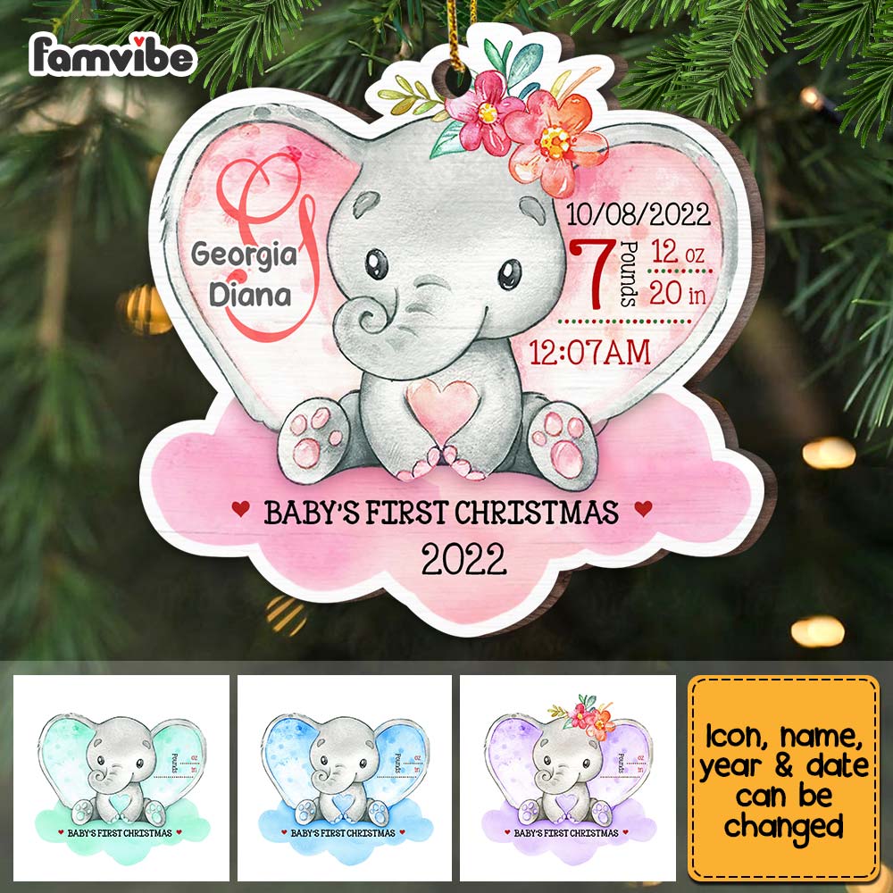 Personalized Baby Elephant First Christmas Ornament SB283 85O67 Primary Mockup
