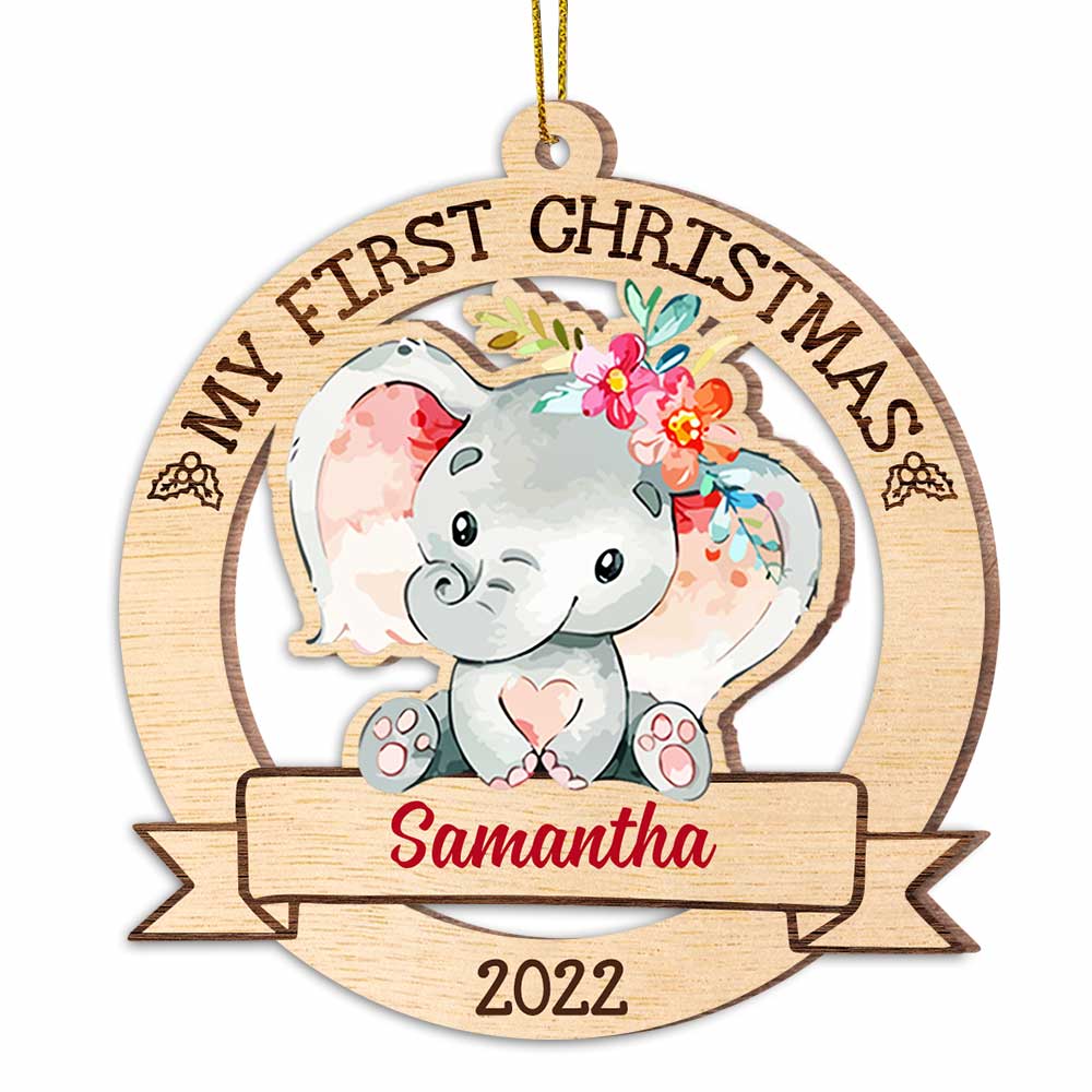 Personalized Elephant Baby First Christmas Ornament SB261 32O47 Primary Mockup