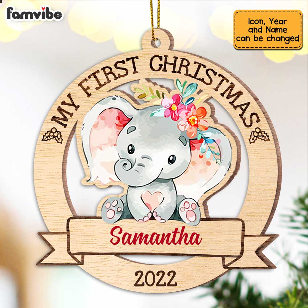 Personalized Elephant Baby First Christmas Ornament SB261 32O47 Primary Mockup