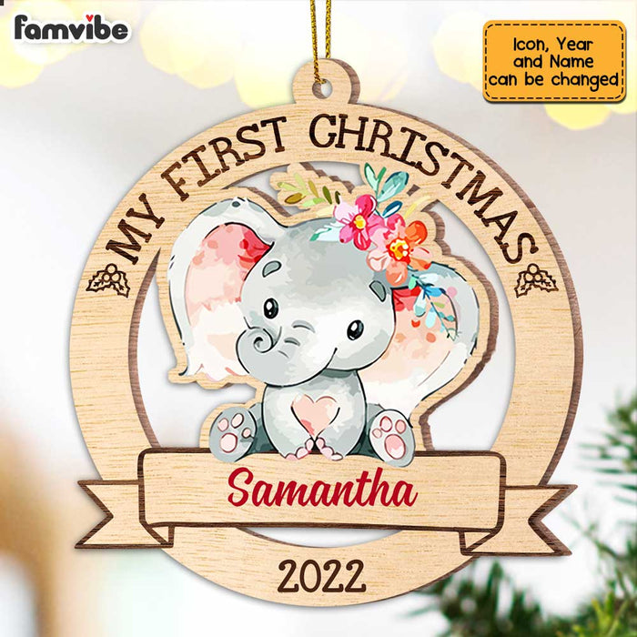 Personalized Elephant Baby First Christmas Ornament SB261 32O47 1