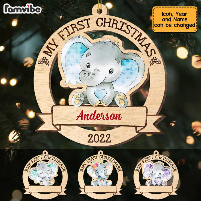 Personalized Elephant Baby First Christmas Ornament SB261 32O47 1