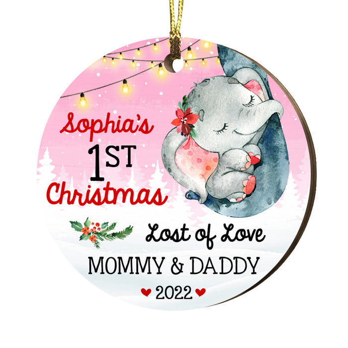Personalized Baby First Christmas Elephant Circle Ornament SB262 23O53 1